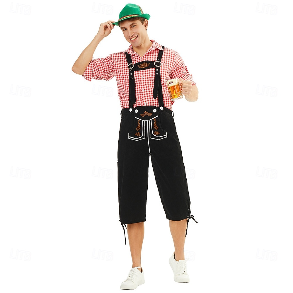 Carnaval Oktoberfest bier Oktoberfest Outfits Gemaskerd Bal Lederhosen Bavarian Duits Traditionele stijl Weiden Voor heren Carnaval Feest Halloween Doek in traditionele stijl Top Short Hoed 2026 - $53.99 –P3