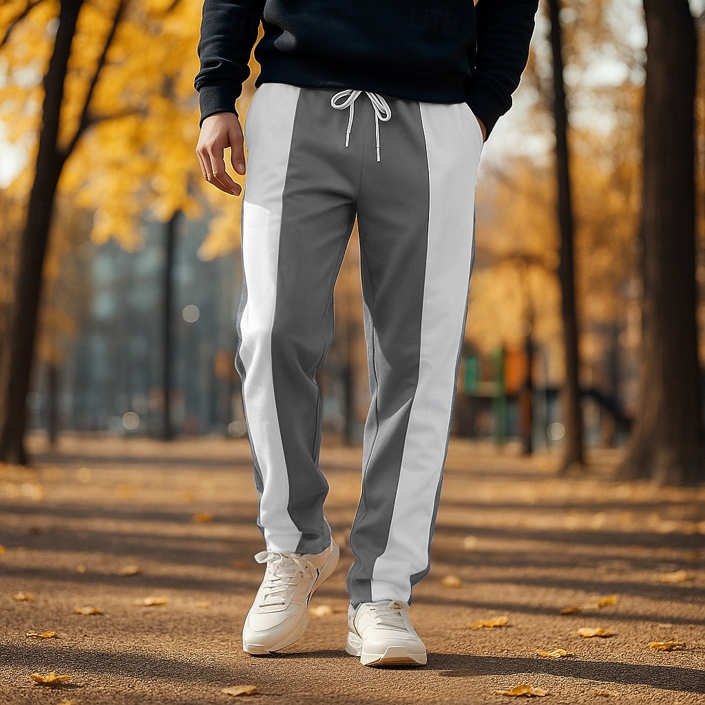 Men's Sweatpants Trousers Drawstring Elastic Waist Color Block Full Length Outdoor Vacation Casual Vacation Fashion Blue 1# Black Stretchy 2026 - $20.99 –P10