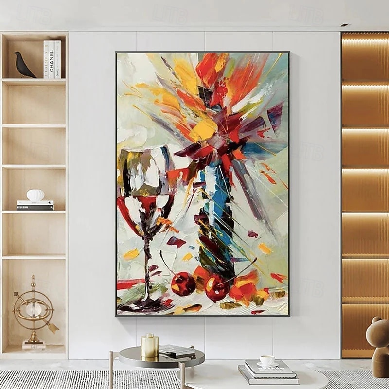 Painting on Canvas Prints Abstract Flower Wine Cup Frames Wall Art Contemporary Oversized Picture Living Room Modern Decor 2025 - $38.99 –P5