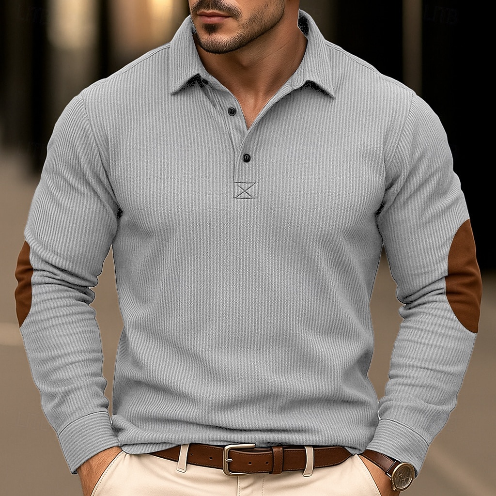 Herren Cordhemd Lässig Sport Revers Langarm Mode Basic Farbblock Einfach Patchwork Knöpfe Frühling Herbst Herbst Winter Normale Passform Grau Braun Marineblau Armeegrün Cordhemd 2025 - $25.99 –P9