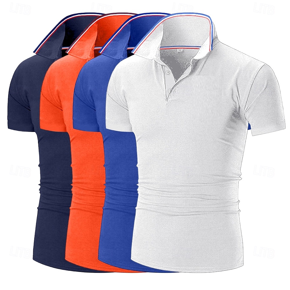 Pánské Golfová košile Polokošile Pique Obchod Ležérní Žebrovaný polo límec Krátký rukáv Módní Základní Pevná barva Knoflíky Vícebalení Léto Jaro & podzim Celý rok Slim 1# 2# 3# 4# 5# 6# Golfová košile 2025 - $41.99 –P15