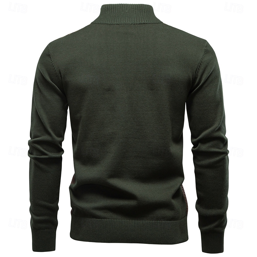 Herren Pullover Zopfmuster Stricken Normale Oberteile Halber Reißverschluss Farbblock Geometrisch Stehkragen Elegant Vintage Schule Urlaub Bekleidung Frühling Herbst Grün Armeegrün S M L 2026 - $53.99 –P19