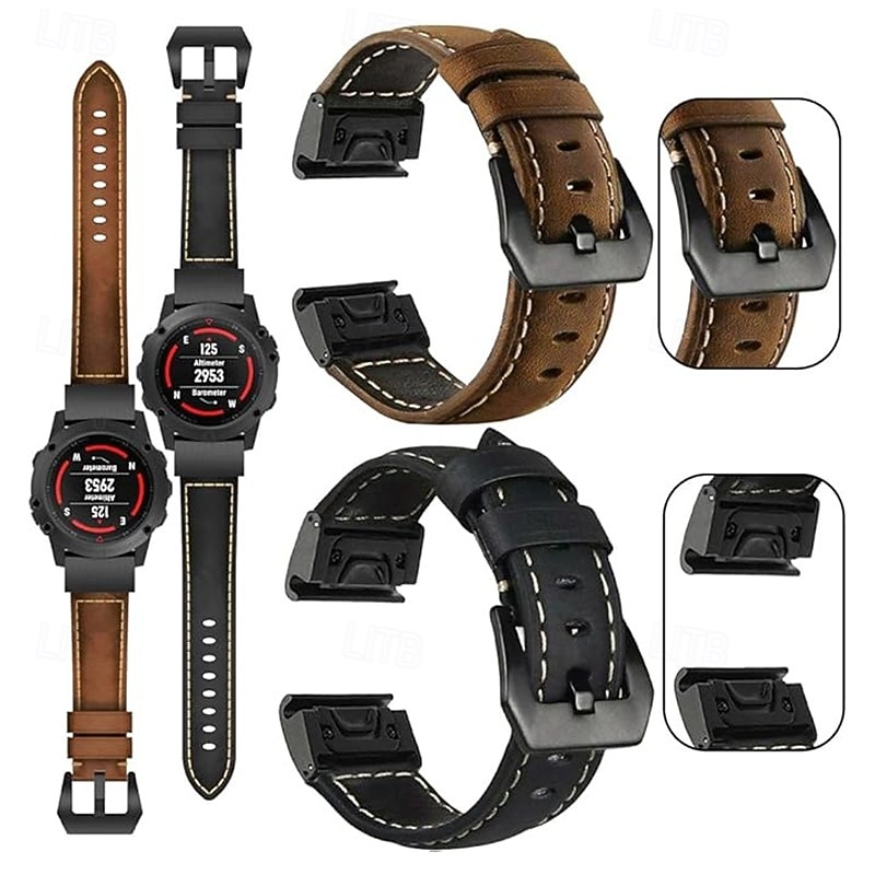 Ремешок для часов для Garmin Fenix 8 43mm 47mm 51mm 7X 7S 7 Pro Approach S70 Epix Pro 42mm Instinct 2X Tactix Forerunner 955 255 Enduro Marq Descent Quatix 20mm 22mm 26mm Искусственная кожа Замена 2025 - $18.99 –P1