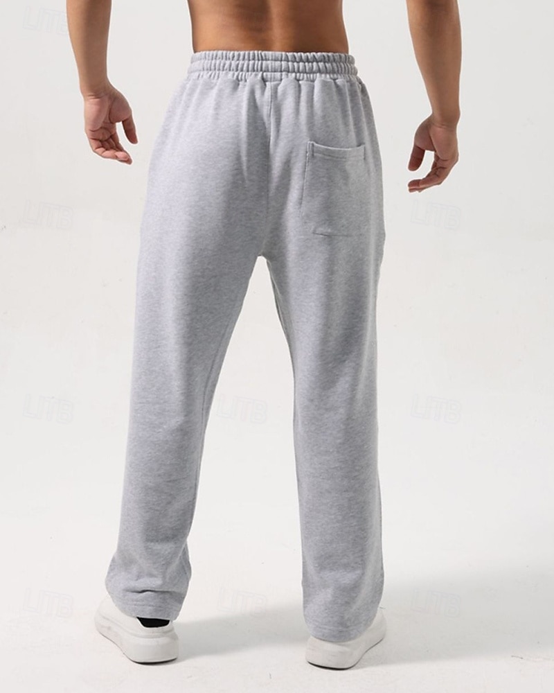 Men's Sweatpants Trousers Straight Leg Sweatpants Drawstring Pocket Elastic Waist Plain Comfort Sports Outdoor Daily Fashion Casual Black White Micro-elastic 2026 - $21.99 –P15
