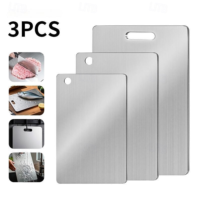 Premium Titanium Alloy Cutting Boards Double-Sided Food-Grade Titanium Cutting Boards for Kitchen Dishwasher Safe Camping Charcuterie Cutting Board Mat for Fruit, Meat & Outdoor BBQ Party 2025 - $9.99 –P1