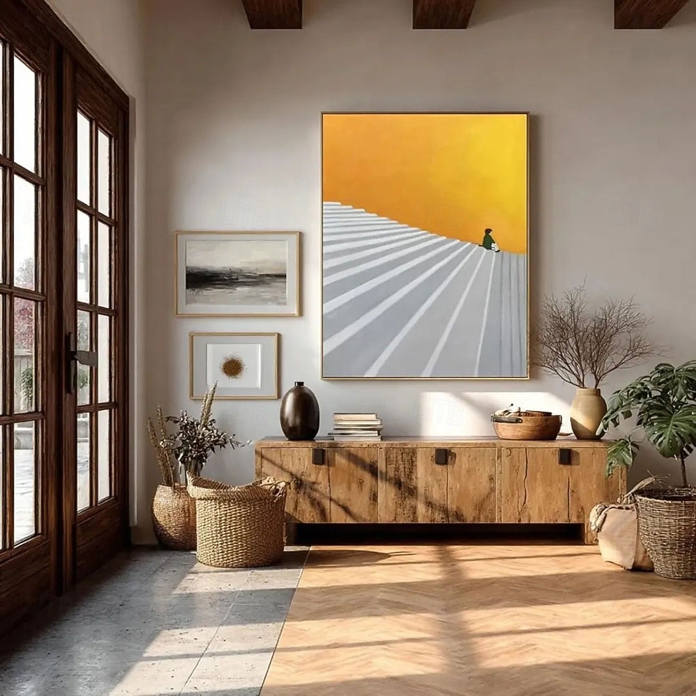 handgefertigtes 3D-Ölgemälde, exquisite handgefertigte abstrakte Treppenszene mit satten Farbtönen und detaillierten Pinselstrichen, Ölgemälde 2025 - $54.99 –P1
