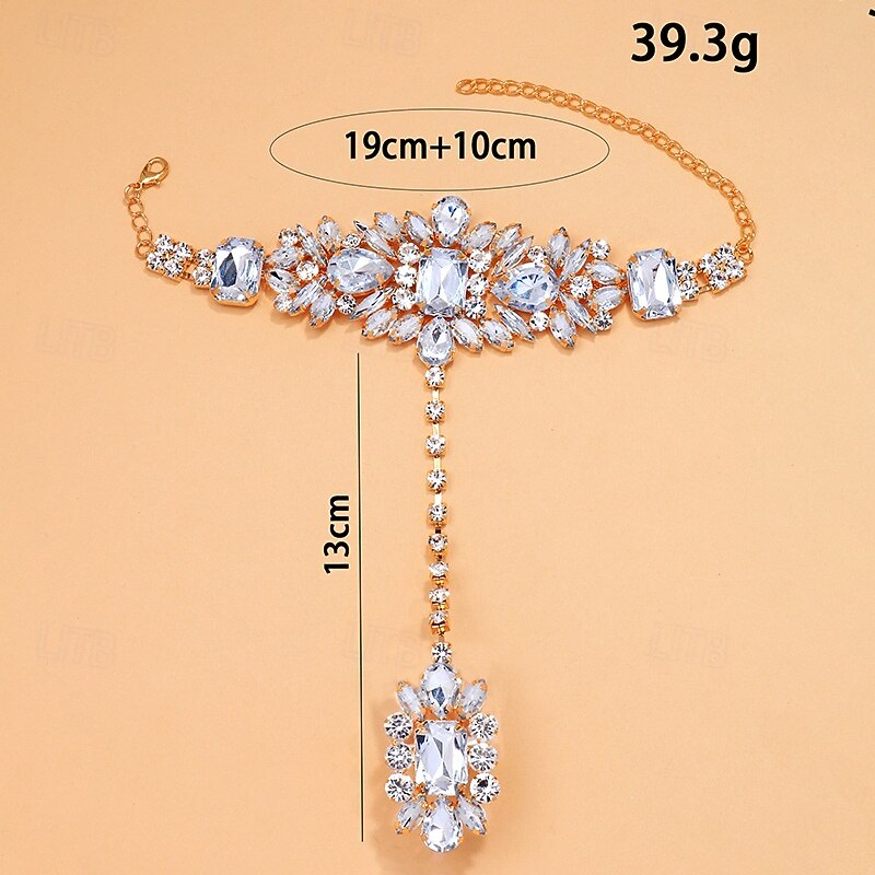 Women's Silver Rhinestone Hand Chain Bracelet with Statement Ring, Glamorous Jewelry for Parties and Special Occasions 2025 - $18.99 –P2