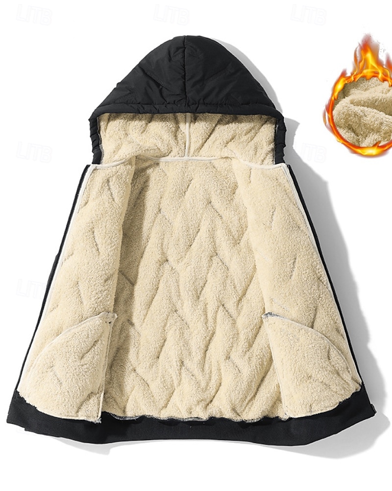 Barn Pojkar Hoodiejacka Pufferjacka Ytterkläder Ensfärgat Långärmad Dragkedja Ficka Täcka Utomhus Dagligen Svart Grå Vinter 4 år + 2025 - $33.99 –P3