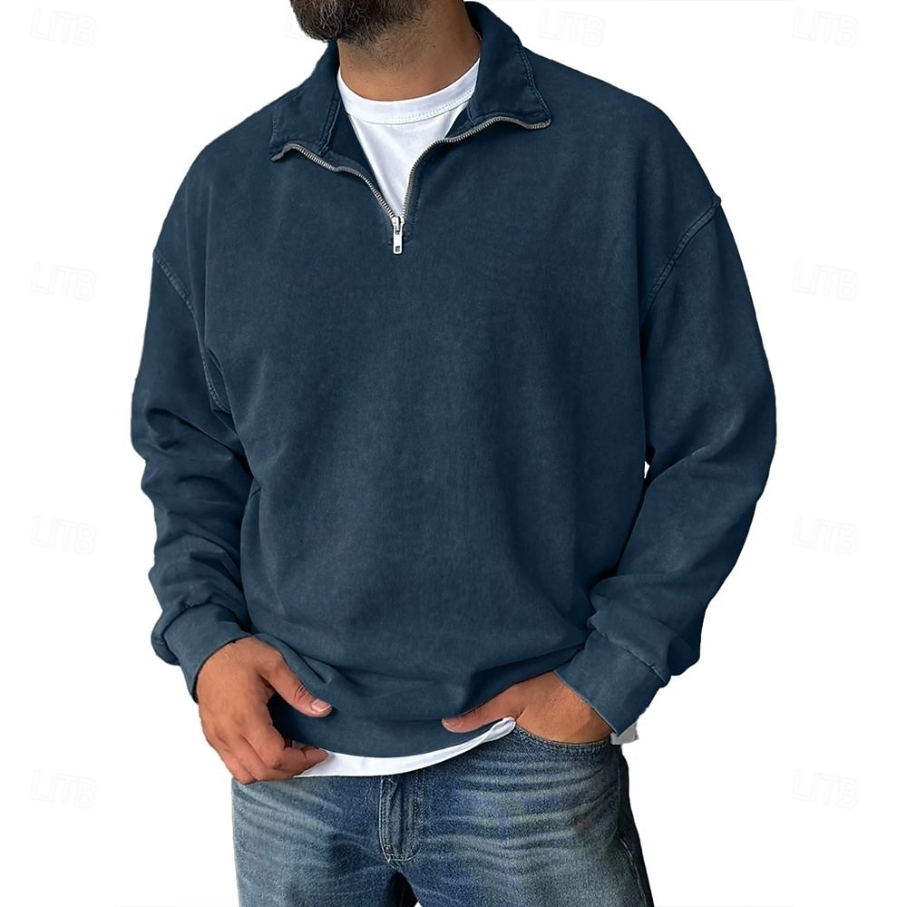 Herren Sweatshirt Viertelreißverschluss Sweatshirt Schwarz Wein Armeegrün Marineblau Purpur Halber Reißverschluss Einfach Halber Reißverschluss Täglich Ferien Ausgehen Polyester Vintage Streetwear 2025 - $41.99 –P1