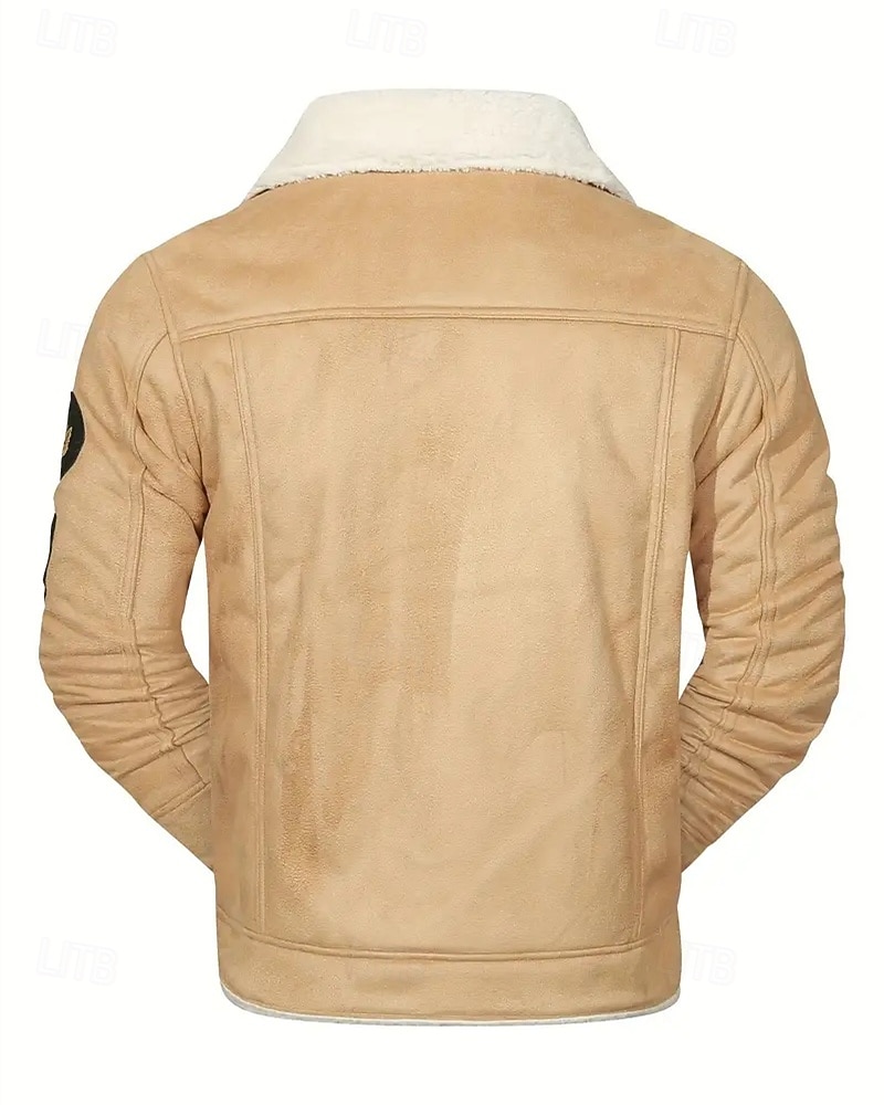 Herren Winterjacke Fleecejacke Freizeitjacke Urlaub Täglich Thermowarm Tasche Fleece Herbst Winter Einfach Mode Streetwear Revers Regulär Schwarz Khaki Jacken 2025 - $62.99 –P2