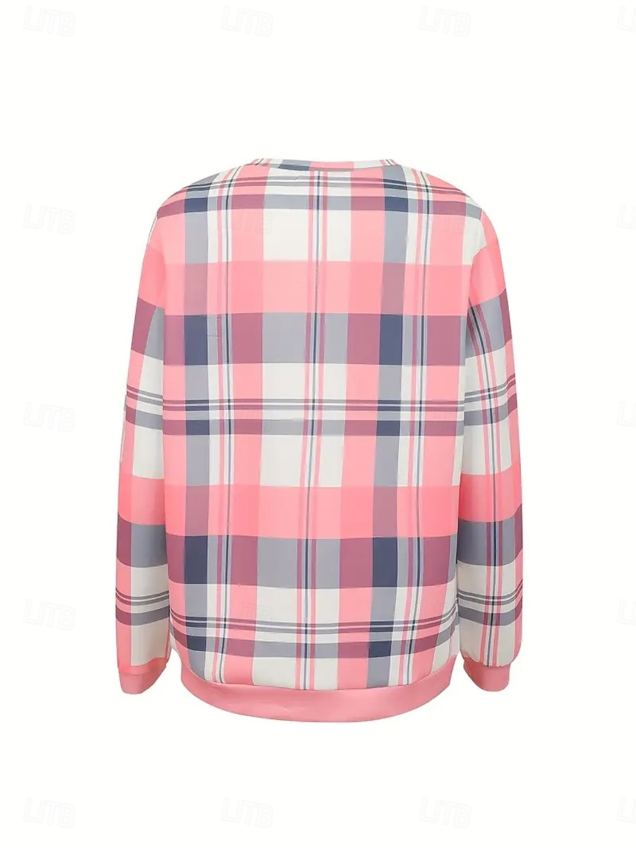 Per donna Felpa Pullover Felpe con cerniera Grafico Geometrico Plaid Moda Casual Manica Lunga Girocollo Top Regolari Streetwear Abbigliamento Quotidiano Cerniera Stampato Rosa Blu Viola Verde Grigio del 2025 a $27.99 –P2