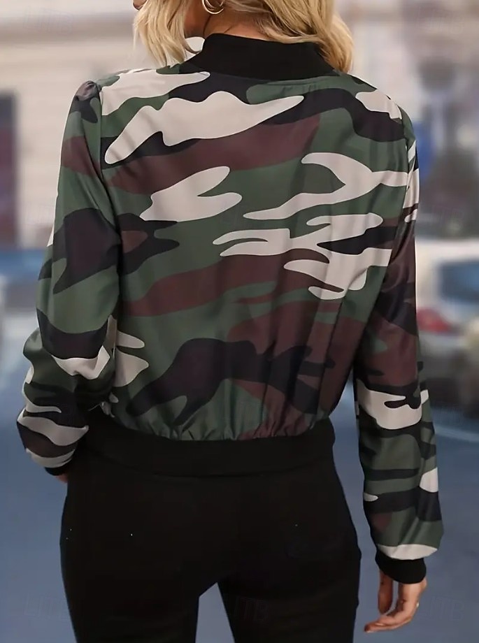 Damen Freizeitjacke Warm Schnelltrocknend Reißverschluss Tasche Elegant Mode Täglich Einfach Tarnung Urlaub Lässig Täglich Ferien Kurz Baseball-Kragen Normale Passform Langarm Oberbekleidung Fuchsie 2025 - $32.99 –P2