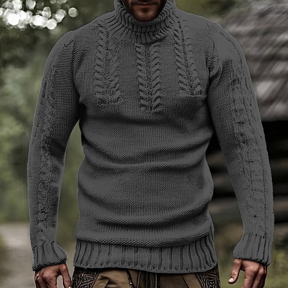 Herren Pullover Strickpullover Gerippt Stricken Normale Oberteile Gestrickt Einfach Rollkragen Mode Basic Urlaub Alltagskleidung Bekleidung Herbst Winter Schwarz Weiß S M L 2026 - $43.99 –P3