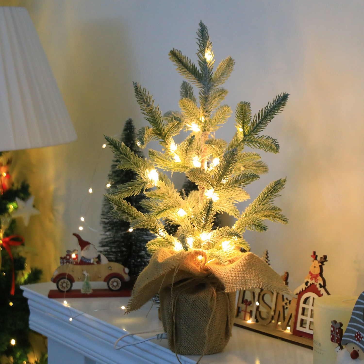 LED dekorativní stolní lampa, novinka, umělé rostliny, bonsaje, záře, roztomilé noční světlo do ložnice, kanceláře, obývacího pokoje, třpytivé noční lampičky s USB napájením pro přátele 2026 - $20.99 –P12