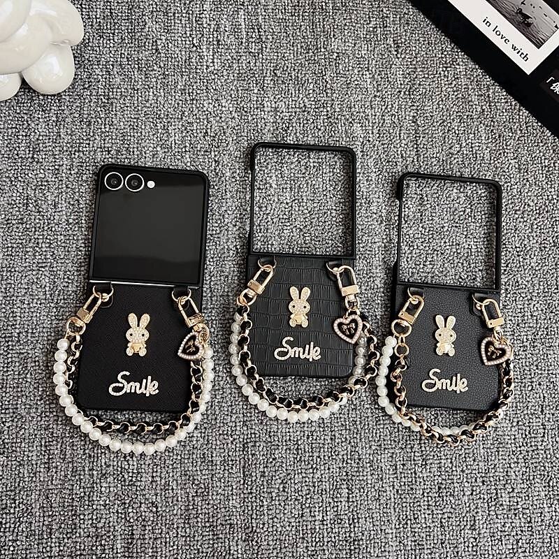טלפון מגן עבור סמסונג גלקסי Z Flip 7 Z Flip 6 Z Flip 5 Z Flip 4 כיסוי אחורי עם רצועת יד עמיד בזעזועים שפן PC 2025 - $15.99 –P1