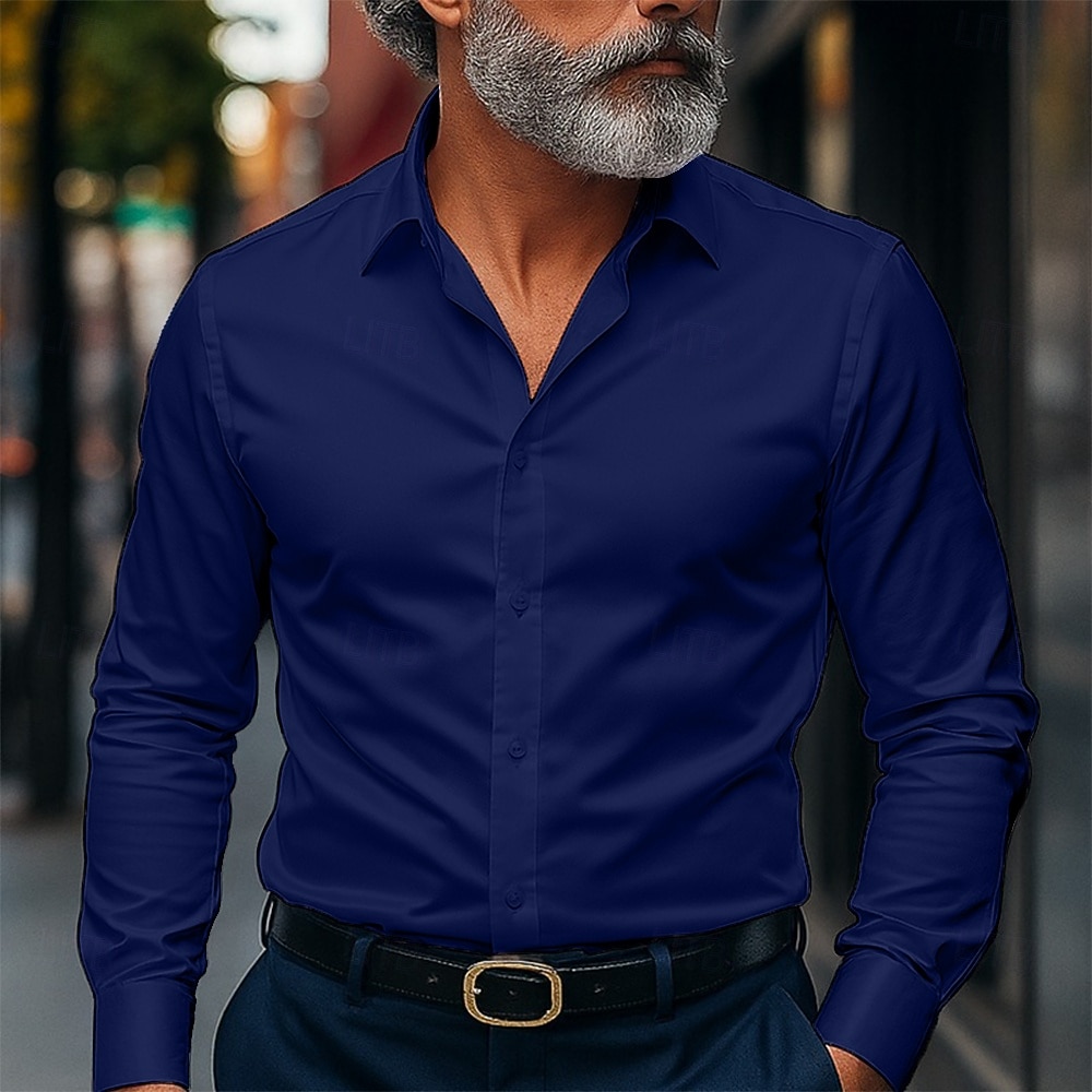 Per uomo Camicia Camicia elegante Camicia non stiro Camicia con Bottoni Camicia con colletto da club Semplice Matrimonio Streetwear Nero Bianco Rosa Vino Manica Lunga Collo ripiegato Estate Primavera del 2026 a $22.99 –P10