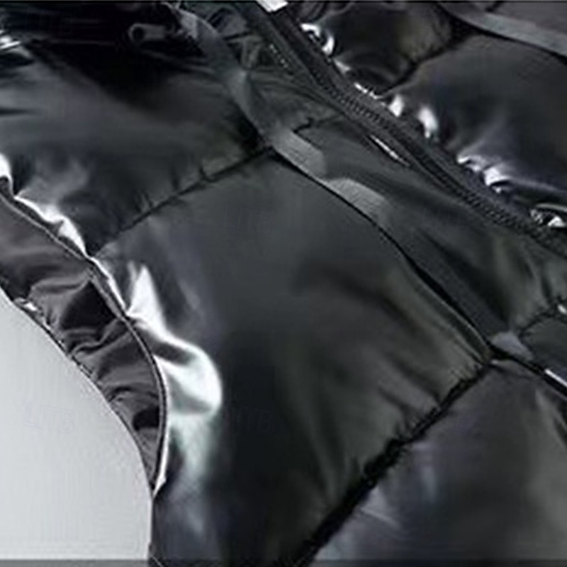 Herr Pufferväst Väst Gilet Semester Dagligen Datum Mode Ledigt Höst vinter Ficka Polyester Håller värmen Bekväm Ensfärgat Dragkedja Huva Normal Silver Svart Väst 2025 - $29.99 –P6