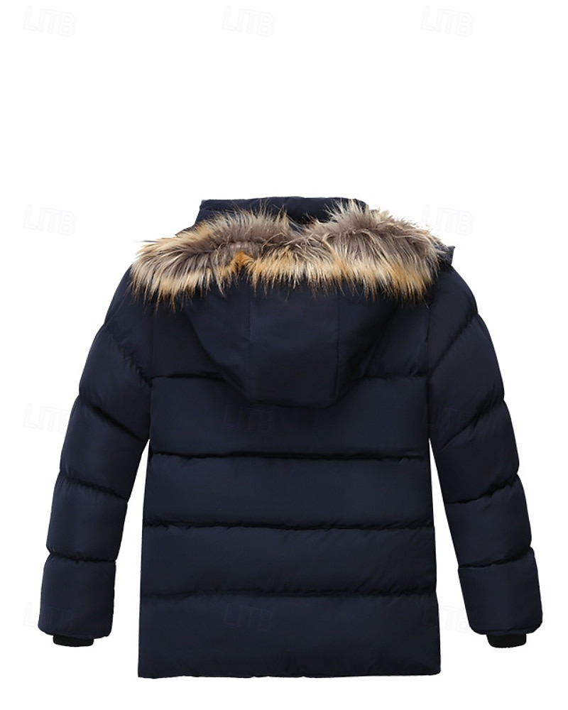 Kinder Jungen Daunenmantel Kapuzenjacke Oberbekleidung Buchstabe Langarm Reißverschluss Tasche Mantel Outdoor Täglich Schwarz Rote Marineblau Winter Ab 4 Jahren 2026 - $31.99 –P2