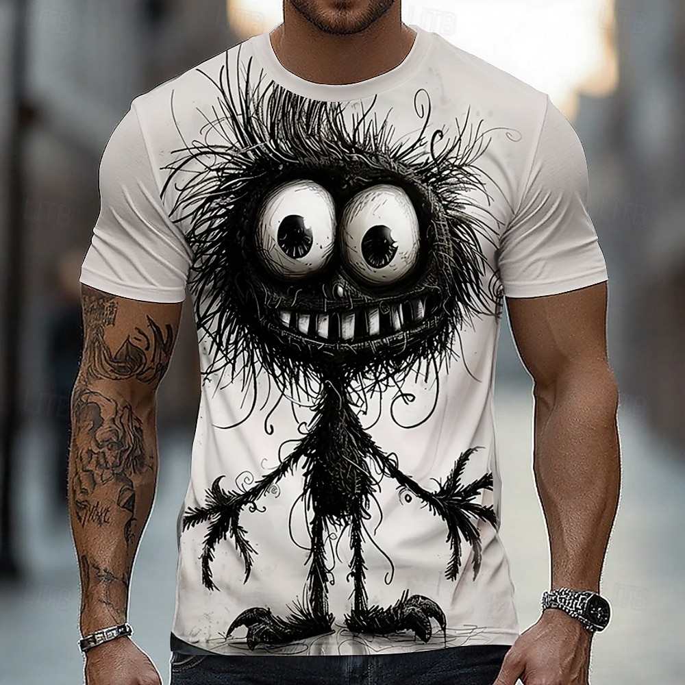 Herren Tiermotiv 3D Lustig T Shirt Kurzarm T-Shirt 3D-Druck Rundhalsausschnitt Hemd Übertrieben Designer Party Ferien Weiß Sommer Frühling Bekleidung S M L XL XXL XXXL 2026 - $19.49 –P1