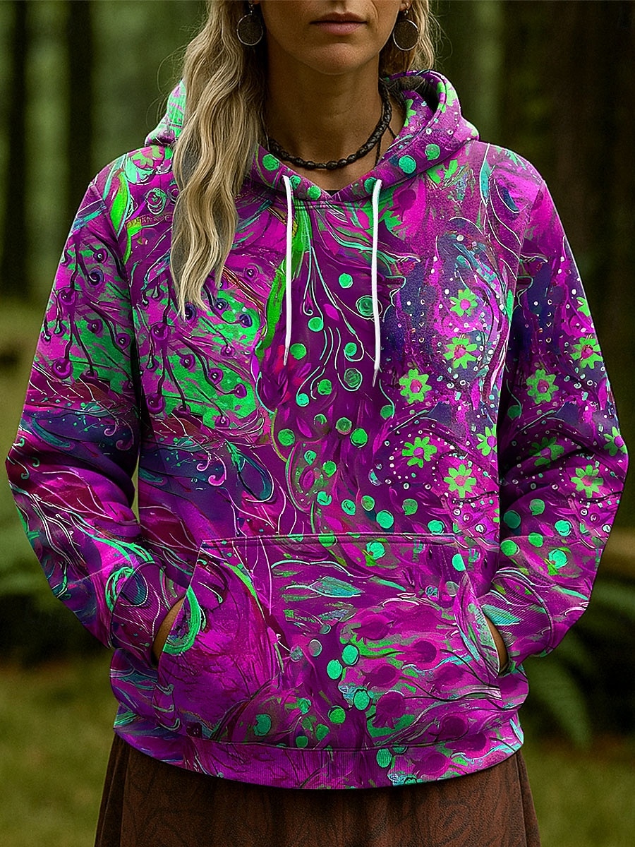 Női Pulóver Hoodie pulóver Virágos Grafika Absztrakt Alkalmi Hosszú ujj Kapucni Normál felsők Party estélyi viselet Utca Hétköznapi Arcpír rózsaszín Medence Narancssárga Lóhere Tavasz Ősz Tél 2025 - $27.99 –P5