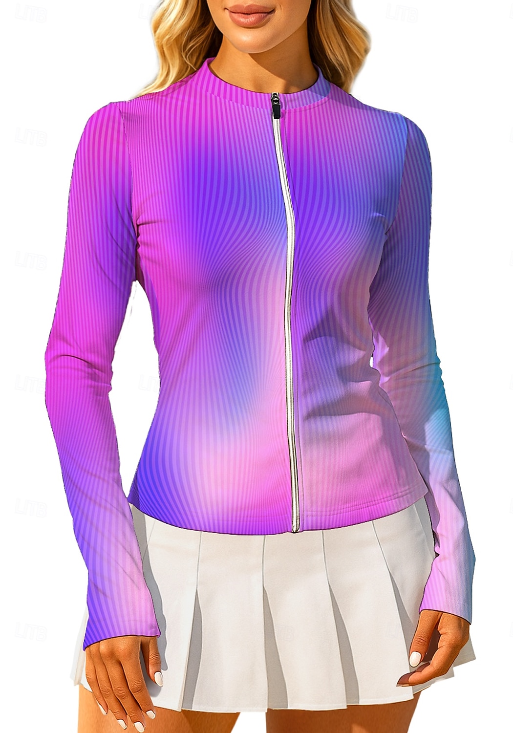 Per donna Sfumatura Top Maglietta sportiva Maglia da tennis Manica Lunga Cerniera Floreale UPF50+ Resistente ai Raggi UV Alta elasticità Traspirante Pallavolo Tennis Golf Girocollo Il giro Maglietta del 2026 a $20.99 –P7