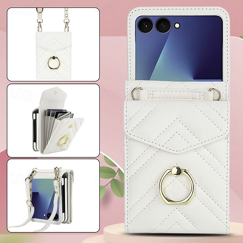 τηλέφωνο tok Για Samsung Galaxy Z Flip 7 Z Flip 6 Z Flip 5 Z Flip 4 Θήκη κάρτας πορτοφολιού με τον Lanyard Υποδοχή κάρτας Δαχτυλίδι πόρπη Ρετρό TPU PU δέρμα 2025 - $25.99 –P3
