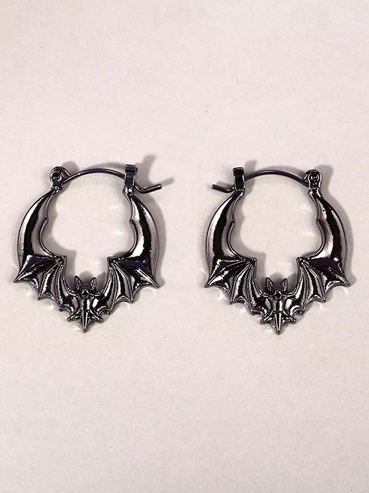Boucles d'oreilles créoles chauve-souris pour femme, style gothique punk, en alliage, idéales pour les fêtes, les cosplays et les sorties nocturnes. de 2025 ? $7.99 –P10