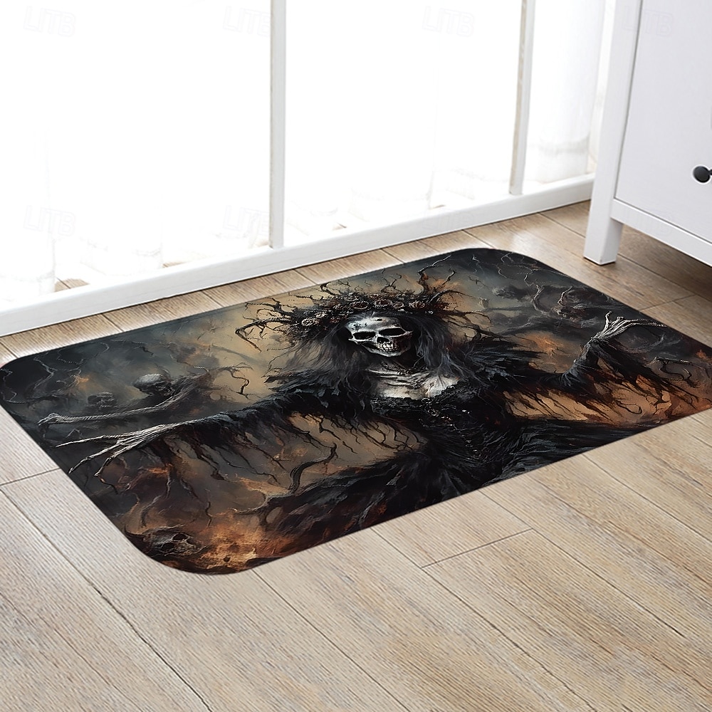 سجادة أرضية للهالوين بنمط أشباح مخيفة من الفلانيل، غير قابلة للانزلاق عند مدخل المنزل أو الحمام أو غرفة النوم 2025 - $29.99 –P5