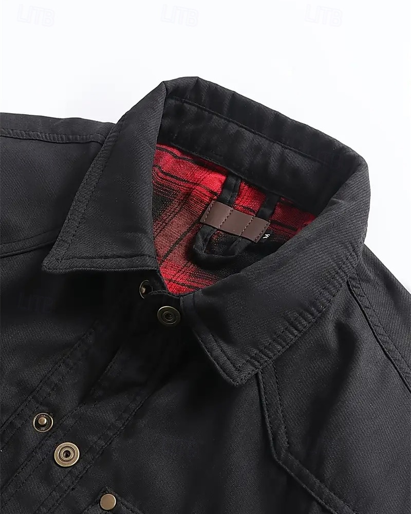 Herren Leichte Jacke Cargo-Jacke Freizeitjacke Urlaub Täglich Atmungsaktiv Tasche Herbst Winter Einfach Mode Klassisch Revers Regulär Schwarz Blau Khaki Jacken 2026 - $53.99 –P7