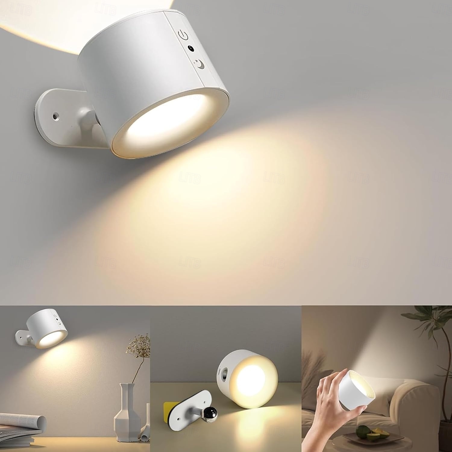 Applique murale magnétique à LED, veilleuse, 1 pièce, 3 températures de couleur &Lampe murale sans fil à intensité variable et rotation à 360° avec télécommande pour chambre à coucher, lecture, de 2025 ? $21.99 –P4