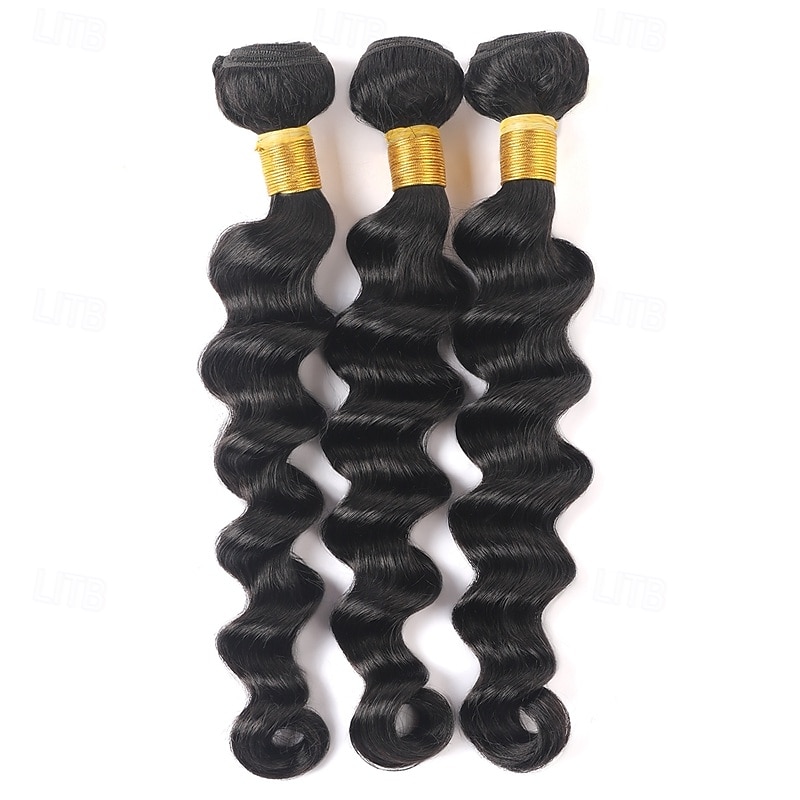 Extensiones de cabello humano brasileño suelto y profundo, 3 paquetes con cierre de encaje 4x4. 2025 - $222.99 –P2