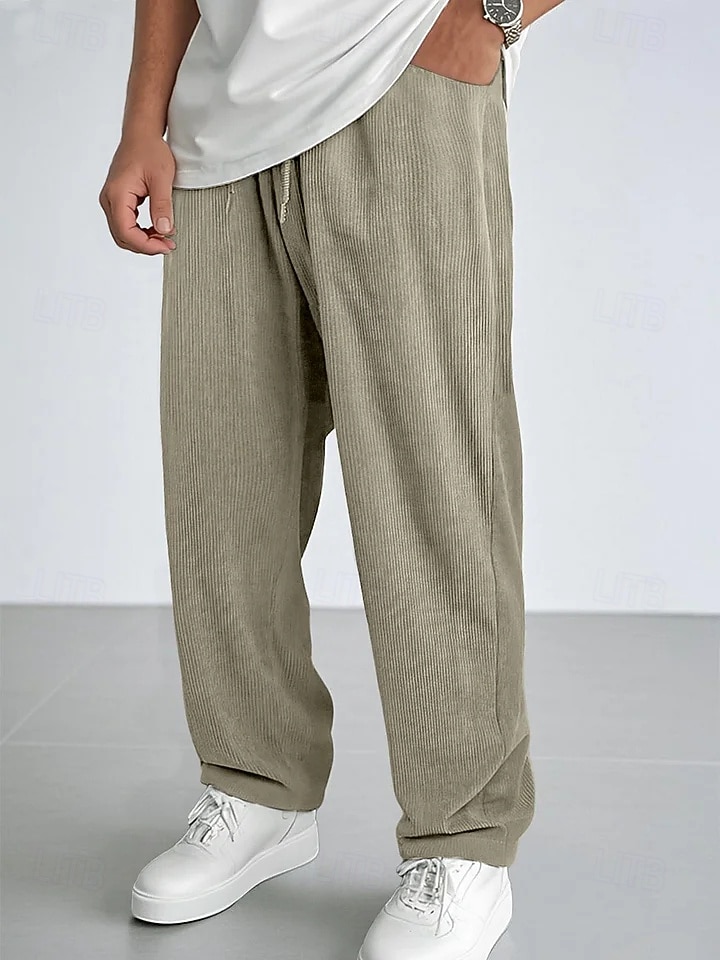 Per uomo Pantaloni da tuta Pantaloni Pantaloni in velluto a coste Pantaloni casual Coulisse Elastico in vita Gamba Dritta Tinta unica Semplice Traspirante Lunghezza intera Casuale Quotidiano Uscire del 2026 a $25.99 –P11