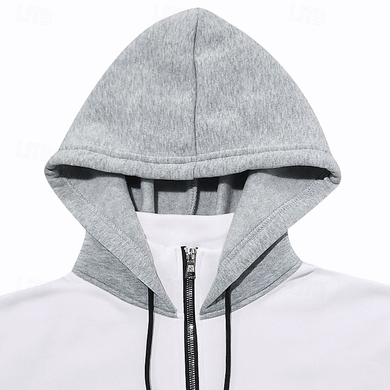 Hombre Sudadera Sudadera Con Capucha Sudadera con capucha y cremallera de un cuarto Sudadera con capucha de lana Albaricoque Negro Blanco Rojo Burdeos Con Capucha Plano Cremallera Bolsillo Deporte 2025 - $23.99 –P10