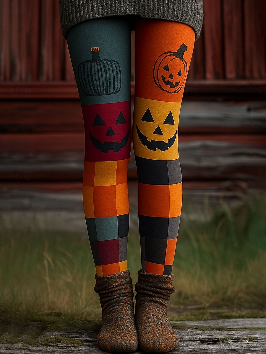 Damskie Getry Urlop Zabytkowe Moda Pełna długość Wysoka taliaPantsHalloween Graficzny Prążki Charakter Drukowanie Keep Warm Miękka Oddychający Elastyczny Formalny Na zewnątrz Urlop Czarny 2025 - $22.99 –P3