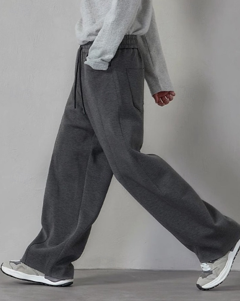 Ανδρικά Αθλητικές Φόρμες Παντελόνια Φούτερ με ίσιο πόδι Κορδόνι Τσέπη Ελαστική μέση Σκέτο Άνεση Υπαίθρια Αθλήματα Καθημερινά Μοντέρνα Καθημερινό Μαύρο Γκρίζο Μικροελαστικό 2026 - $24.99 –P4