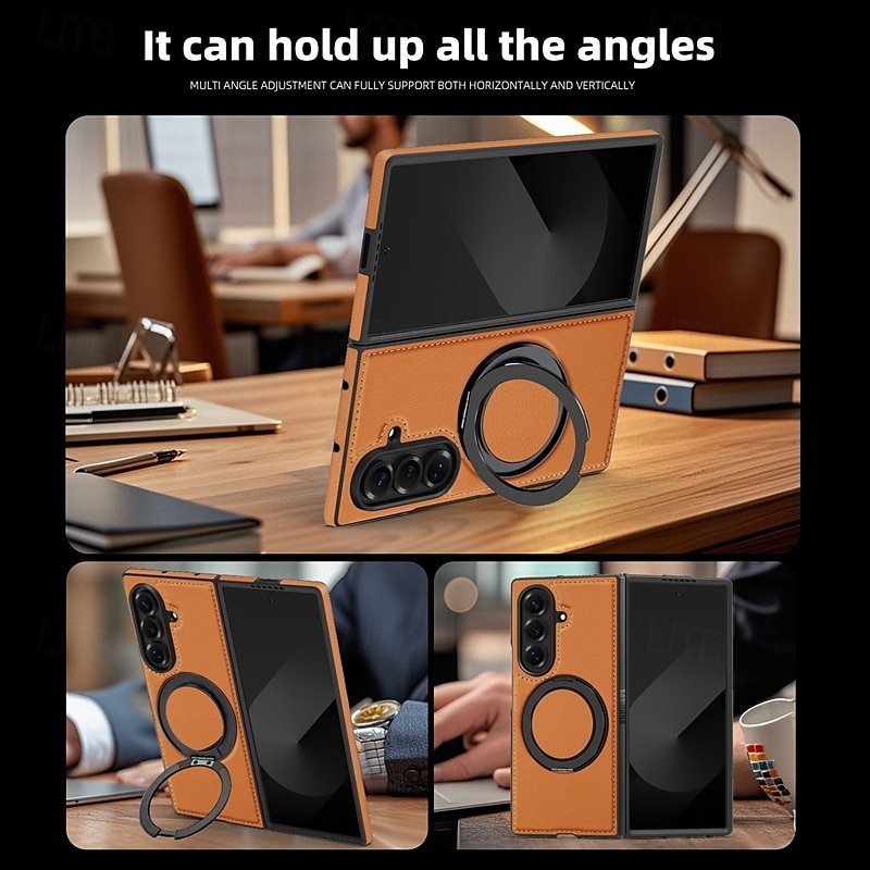 телефон Кейс для Назначение SSamsung Galaxy Z-образный сгиб 7 Z-сгиб 6 Z Fold 5 Z Fold 4 Кейс на заднюю панель Магнитный Откидная подножка Защита от удара Ретро ТПУ Кожа PU 2025 - $22.99 –P5