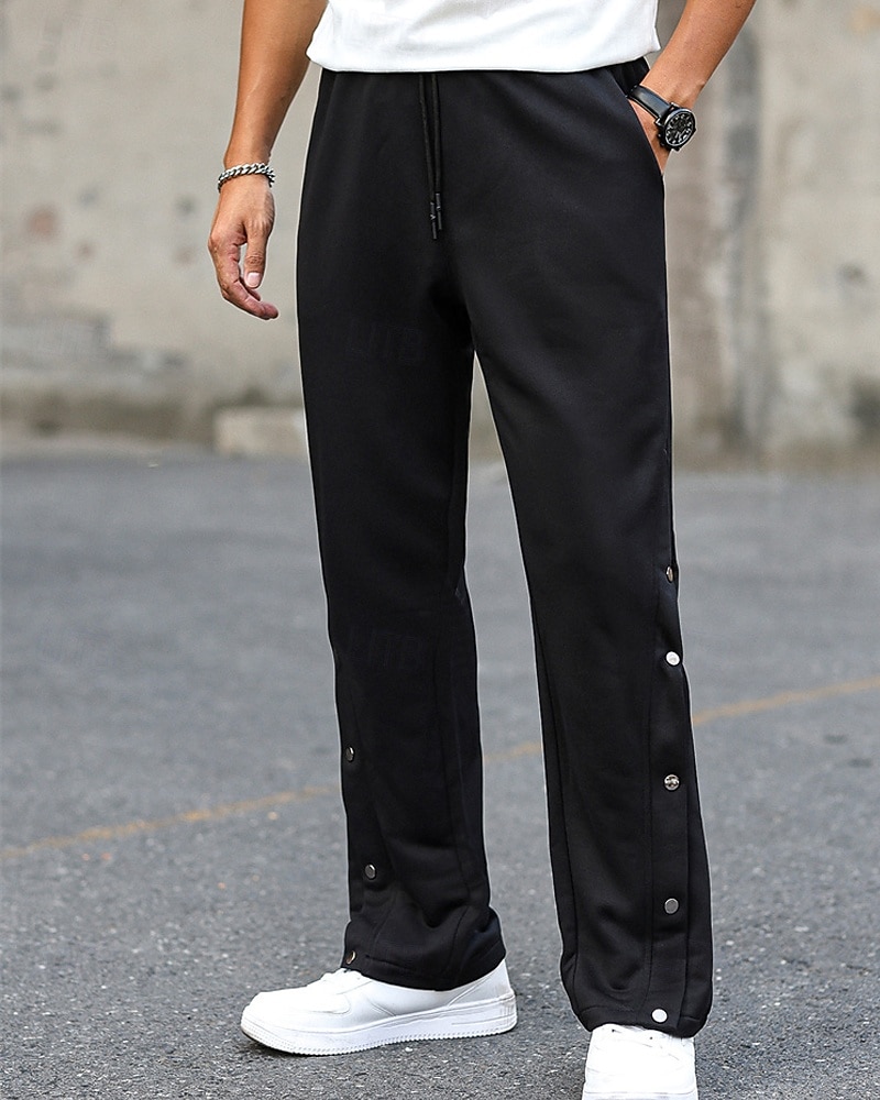 Men's Sweatpants Tear Away Pants Flared Pants Trousers Drawstring Pocket Elastic Waist Plain Comfort Sports Outdoor Daily Fashion Casual Black Micro-elastic 2025 - $21.99 –P2