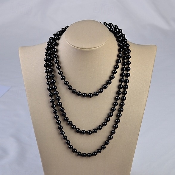 Naisten pitkä tekohelmikaulakoru - 1920-luvun flapper-tyylinen kerrostettu koru Gatsby-juhliin ja vintage-teemaisiin tapahtumiin 2026 - $11.99 –P4