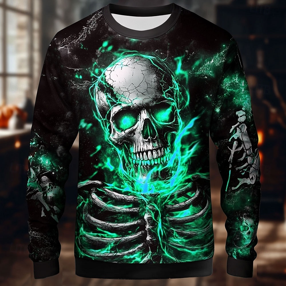 Skull Herren Reaper Sweatshirt Punk Party Langarm Rundhals Urlaub Rot Blau Rundhals 3D Alle Jahreszeiten Designer 2026 - $28.99 –P3