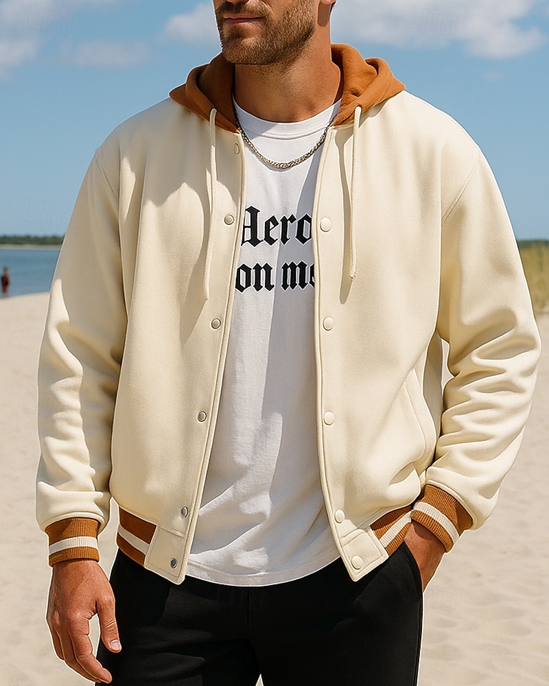 Herr Färgblock Utomhusjacka Basebolljacka Vår Höst Med fickor Långärmad Sport Andningsfunktion Utomhus Resor Sport Svart Brun Beige Sportkläder Sportkläder 2026 - $50.99 –P5