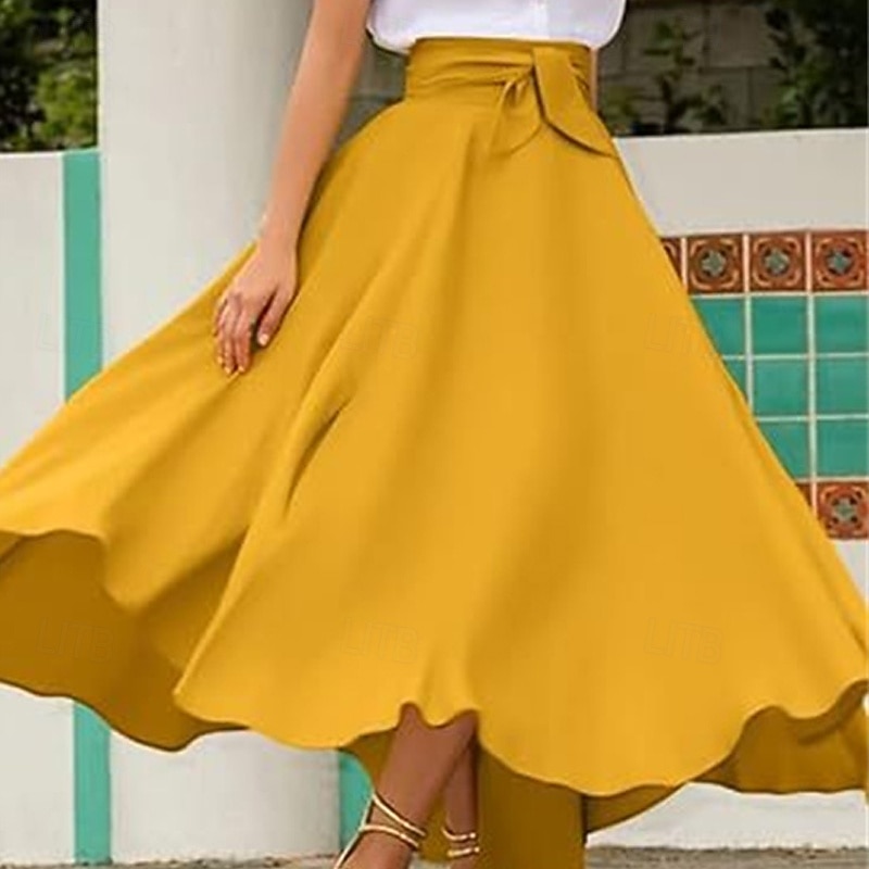Pentru femei Fustă Leagăn Modă Casual Maxi Talie Înaltă Fuste Tiv neregulat Micro-elastic Casul / Zilnic Sfârșit de săptămână Negru Alb Roșu-aprins Portocaliu Vară Poliester 2025 - $22.99 –P5
