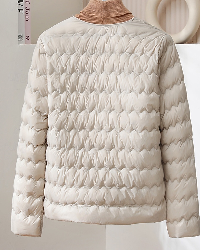 Pentru femei Fâș Cald Comfortabil Nasturi Modă Simplu Ieșire Sfârșit de săptămână Cu Un Nasture Regulat Crewneck Fit regulat Manșon Lung Îmbrăcăminte exterioară Roz Deschis Albastru Deschis Alb 2025 - $29.99 –P6