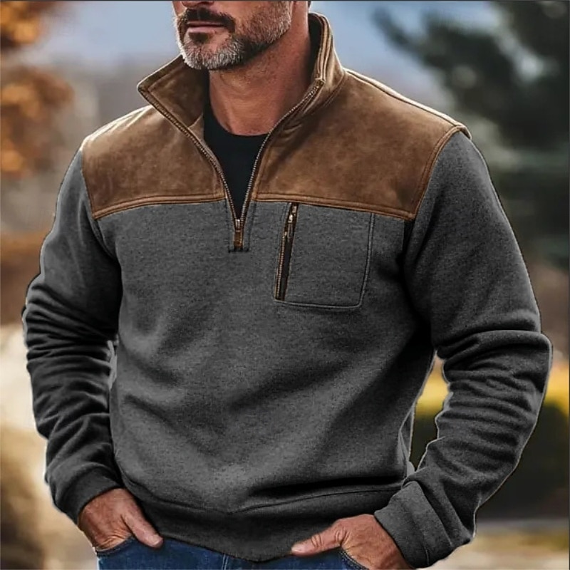 Homens Moletom Moletom com capuz Estacionar Moletom com zíper Verde Tropa Marron Cinzento Colarinho Clerical Tecido Patchwork Desportos e Ar livre Casual Diário Roupa de rua Legal Roupa de Esporte de 2025 por $32.99 –P2