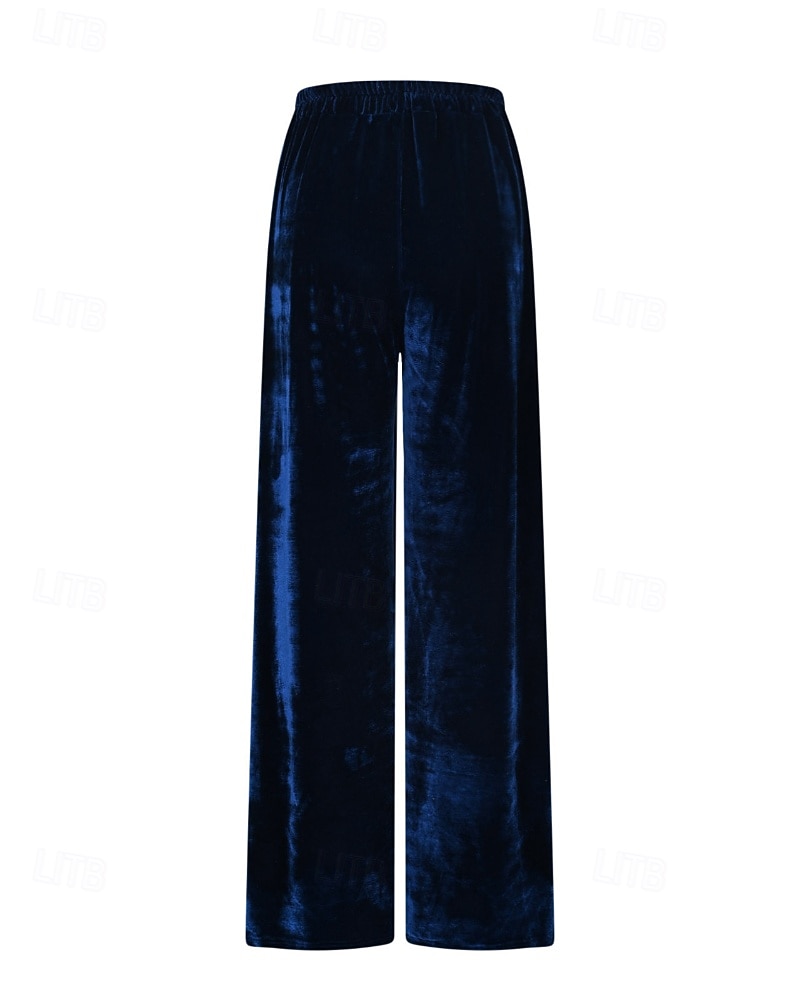 Жен. Широкие Вельветовые брюки Брюки Уличный стиль На каждый день Полная длина Средняя талия Полотняное плетение Карман Эластичный шнурок Удобный Для улицы Праздники выходные 2025 - $24.99 –P8