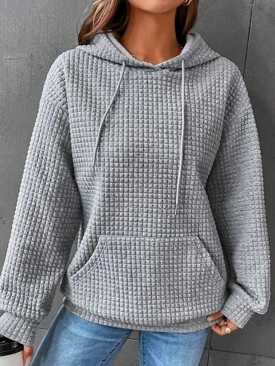 Femmes Sweats à capuche Uni Occasionnel manche longue À capuche Hauts Réguliers Rue Tenue Quotidienne Avec Poches Imprimé Noir Blanche Rose Claire Vert Véronèse Bleu de minuit Automne Hiver de 2025 ? $25.99 –P2