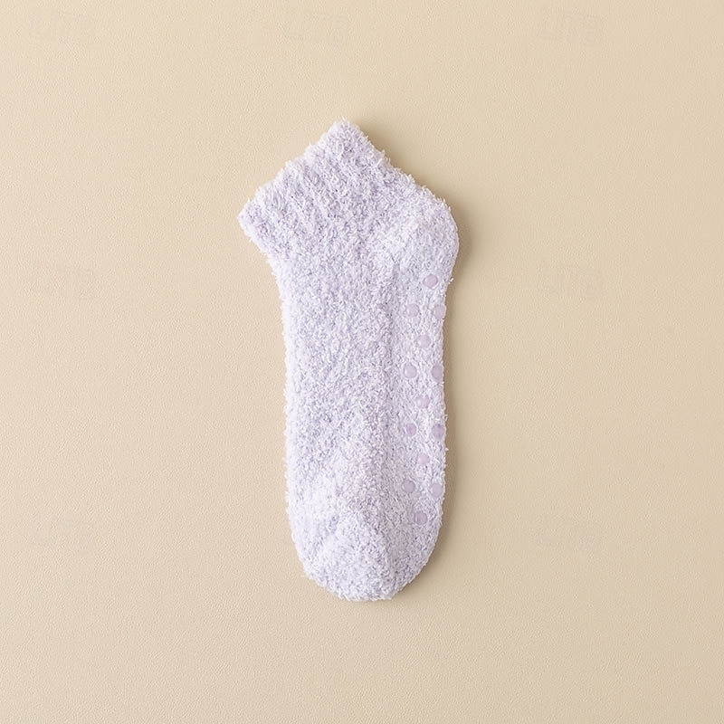 naisten irtoamattomat, näkymättömät sukat, yksivärinen korallifleece paksut talvilattiasukat, lämpimät kotisukat silikonipohjaisilla liukuestepohjilla 2026 - $7.99 –P15