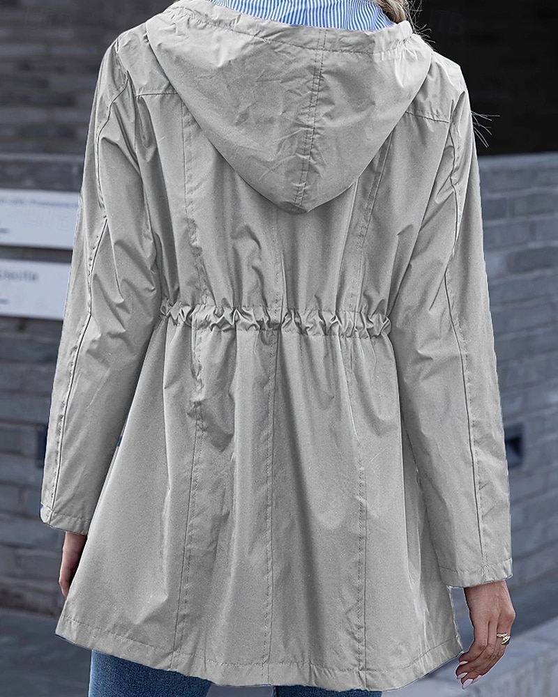 Mulheres Casaco com capuz Jaquetas de chuva impermeáveis Capas de chuva Manter Quente Confortável Zíper Bolsos Ao ar livre Casual Tecido Para Noite Casual / Diário Zíper Padrão Com Capuz Normal Manga de 2025 por $29.99 –P16