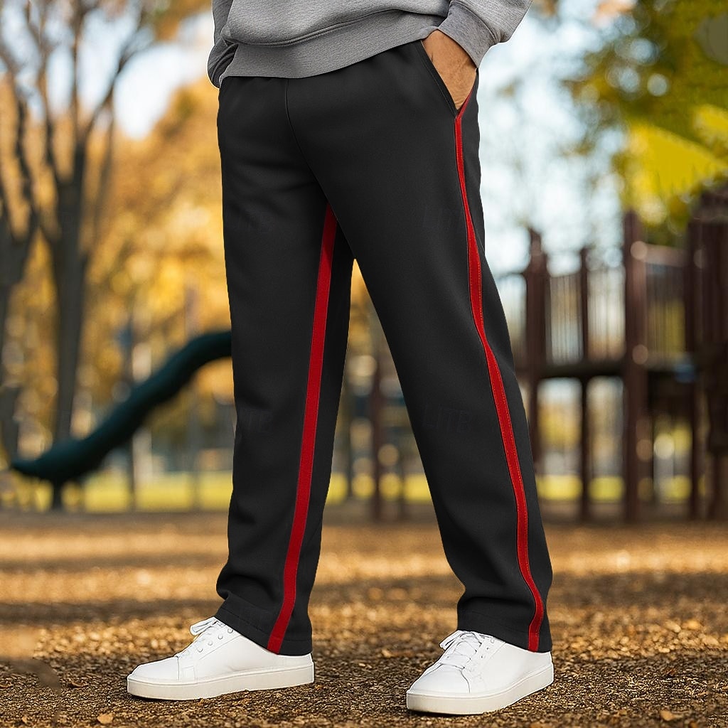 Homens Calças Esportivas Calças Calça de moletom de perna reta Cintura elástica Perna reta Bloco de cor Retalhos Conforto Respirável Comprimento total Ao ar livre Casual Diário Férias Esportes Preto de 2025 por $18.99 –P6