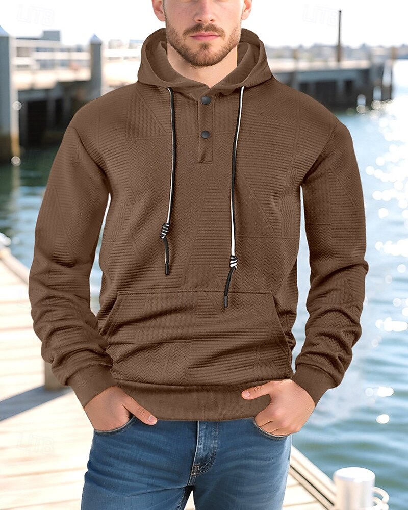 Homens Moletom Moletom com capuz Preto Branco Amarelo Azul Marinha Café Com Capuz Tecido Jacquard Com Cordão Bolsos Estriado Desportos e Ar livre Diário Feriado Poliéster Roupa de rua Básico Casual de 2025 por $23.99 –P1