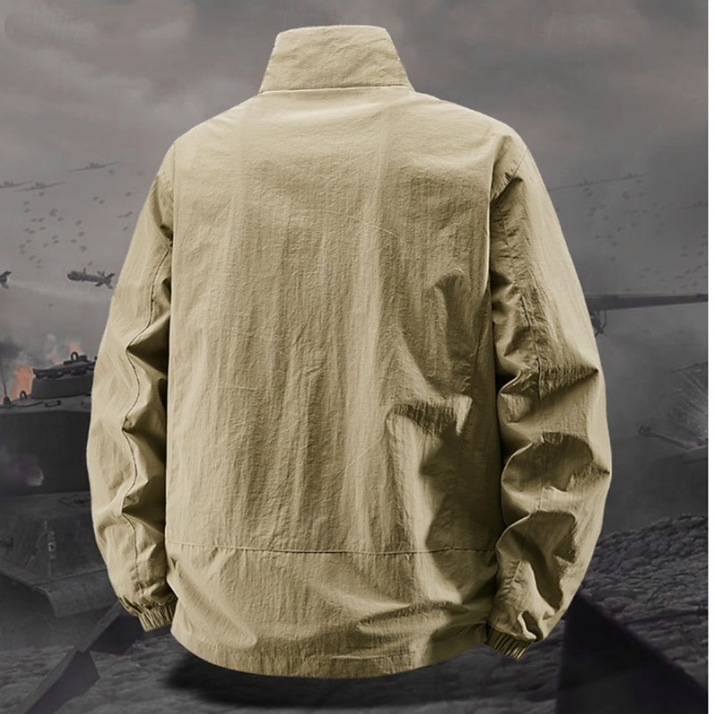 Per uomo Giacca Leggera Giacca Casual All'aperto Vacanza Caldo Cerniera Tasca Autunno Inverno Semplice Moda Streetwear Colletto Mao Regolare Nero Cachi Verde militare Blu scuro Grigio Giacca del 2026 a $37.99 –P6